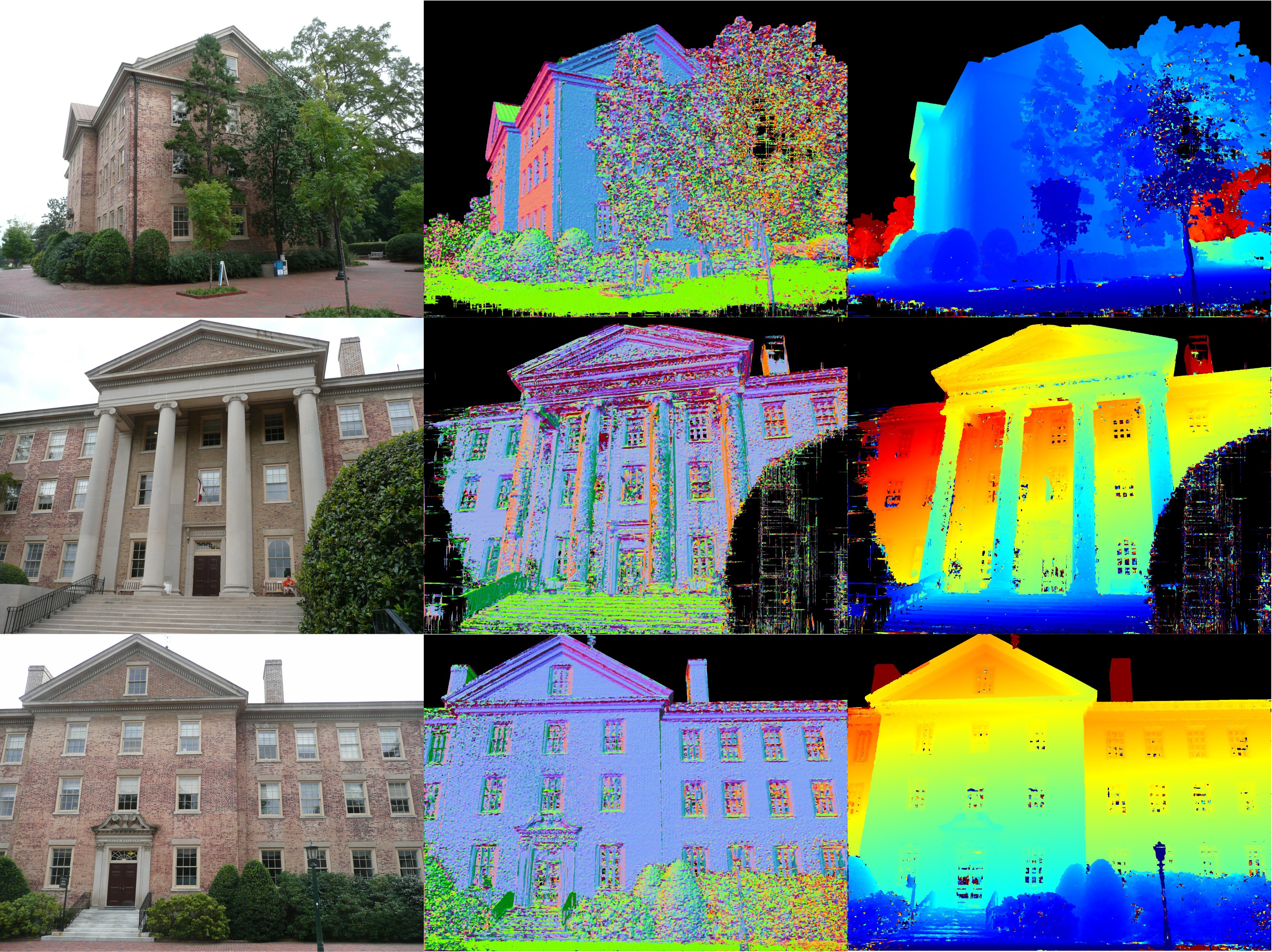 Hình 14: Kết quả ước lượng normal map (cột giữa) và độ sâu (cột bên phải) từ bước 1.